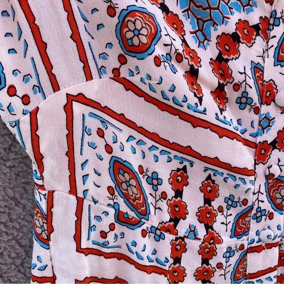 Maeve Anthropologie Praslin Lion Floral Button Front Flutter Sleeve Dress Sz 2 - Picture 4 of 9